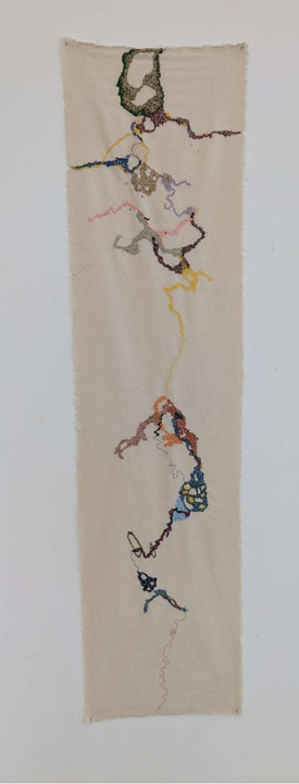 Missy, <i>Rooted</i>, 2025, broderie, 148 x 38 cm. - Missy